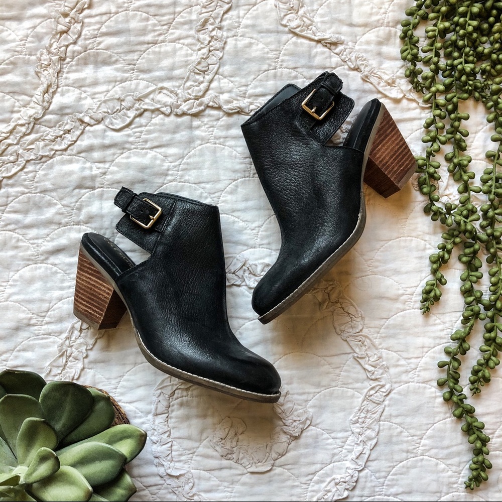 Cole Haan Pippa Stacked Heel Black Booties